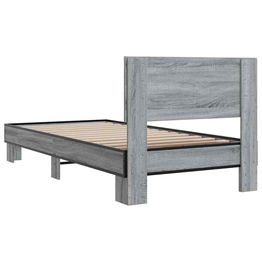 Bed frame without mattress sonoma gray 100x200 cm