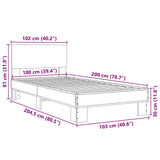 Bed frame without mattress sonoma gray 100x200 cm