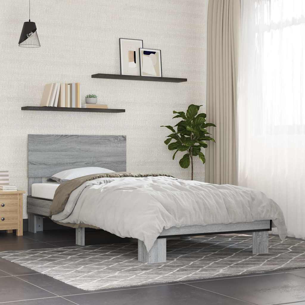 Bed frame without mattress sonoma gray 100x200 cm