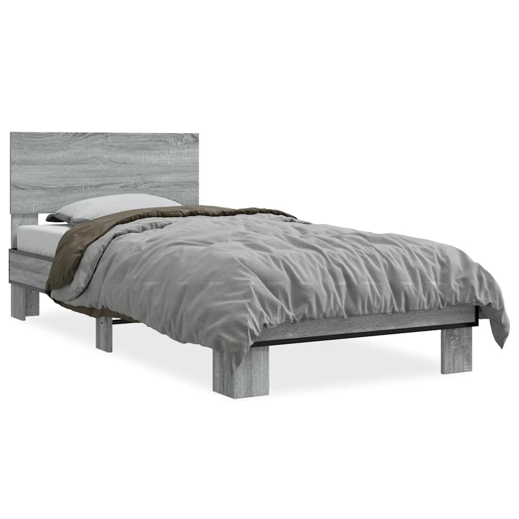 Bed frame without mattress sonoma gray 75x190 cm