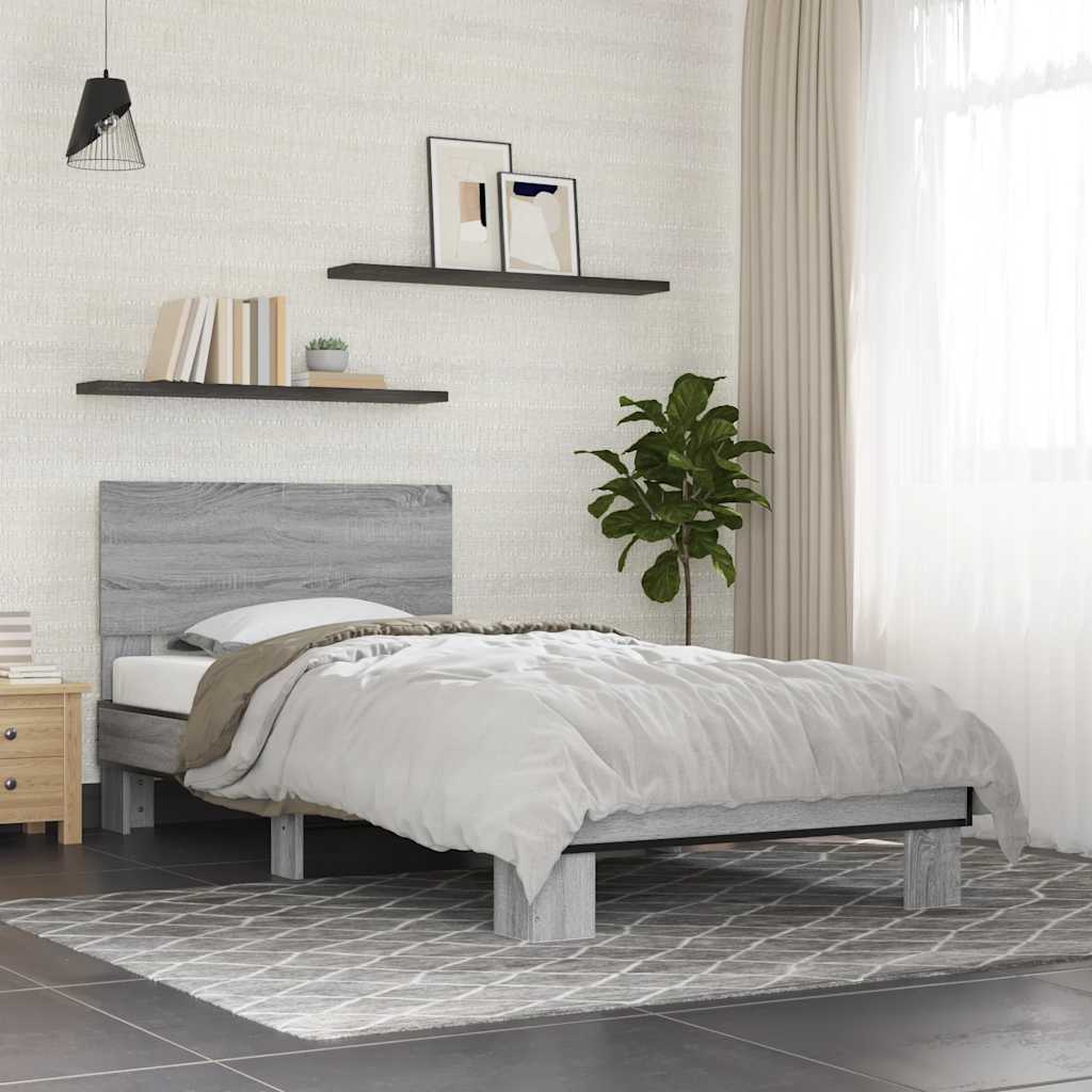 Bed frame without mattress sonoma gray 75x190 cm