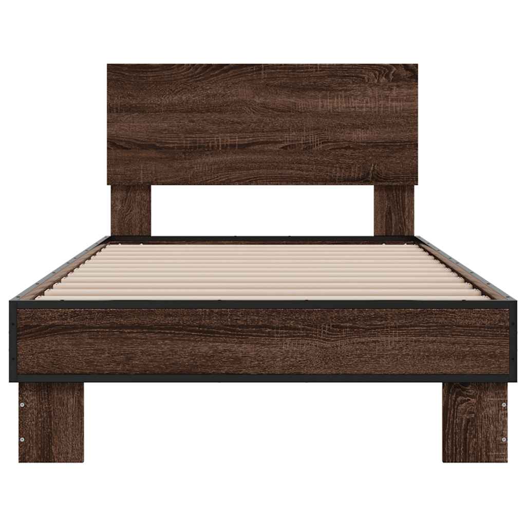 Bed frame without mattress brown oak 75x190 cm