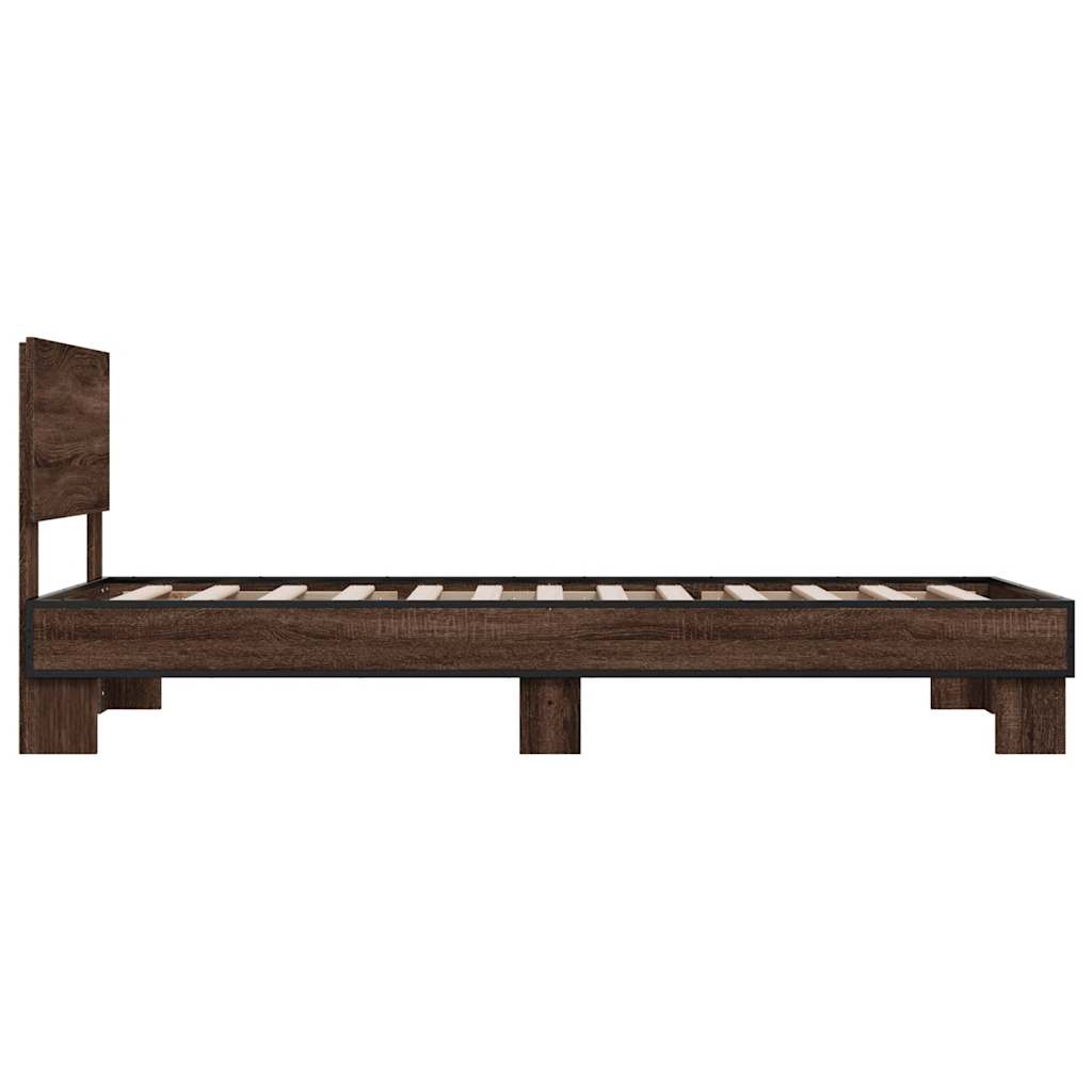 Bed frame without mattress brown oak 75x190 cm