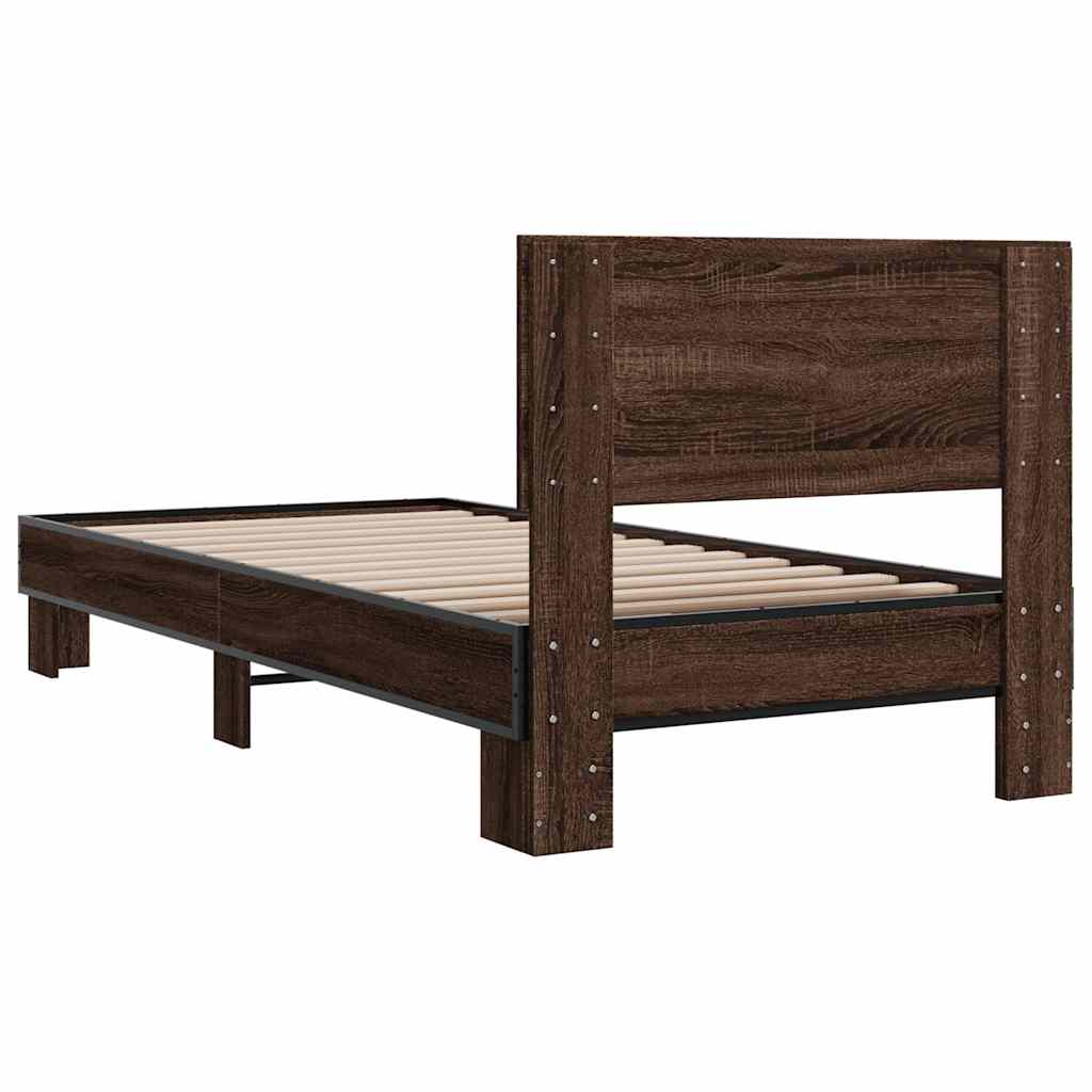 Cadre de lit sans matelas chêne marron 75x190 cm