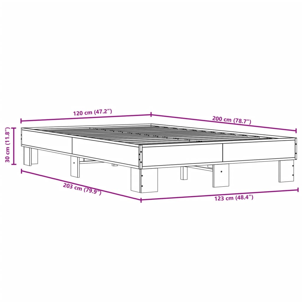 Cadre de lit sans matelas chêne sonoma 120x200 cm