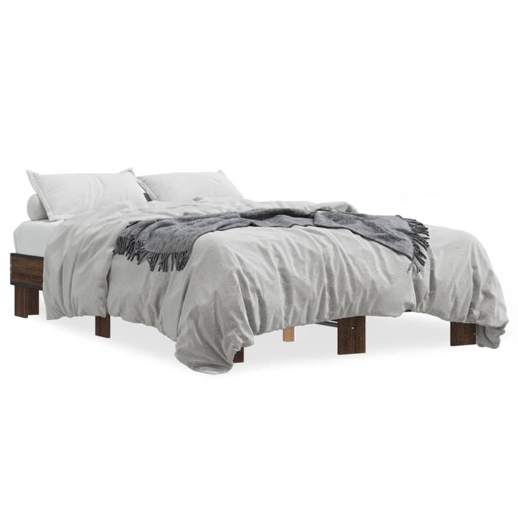 Bed frame without mattress brown oak 120x200 cm