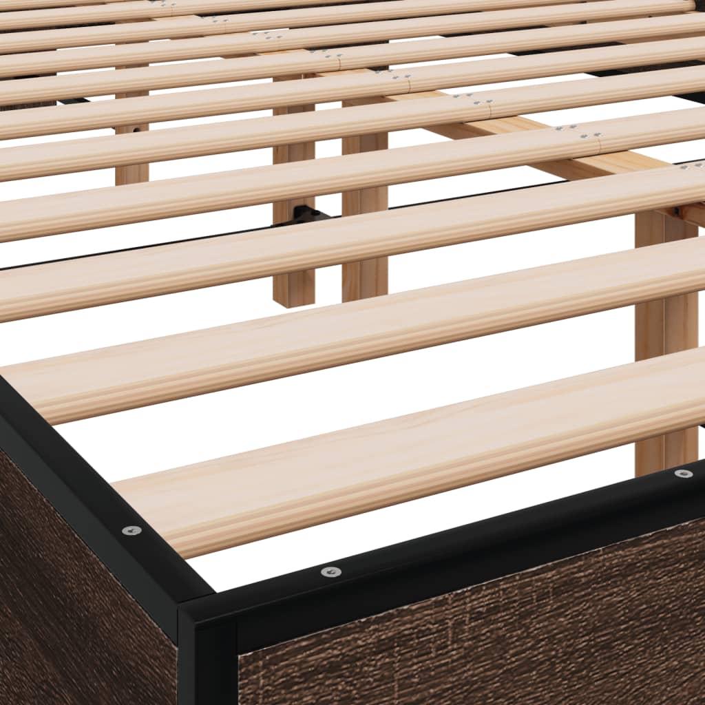 Bed frame without mattress brown oak 120x200 cm