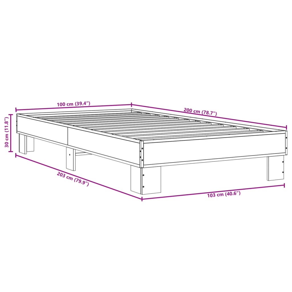 Bettgestell ohne Matratze schwarz 100x200 cm