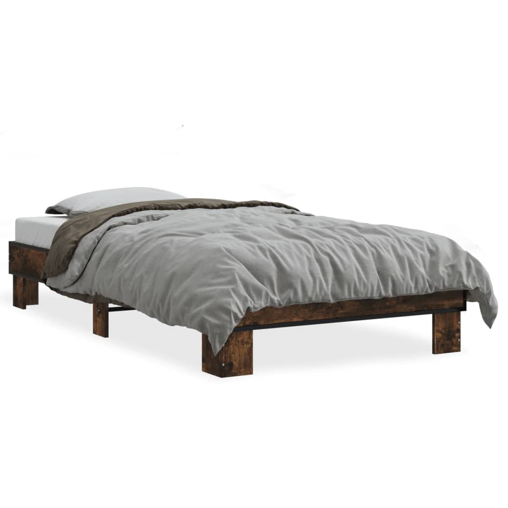 Bed frame without mattress smoked oak 100x200 cm