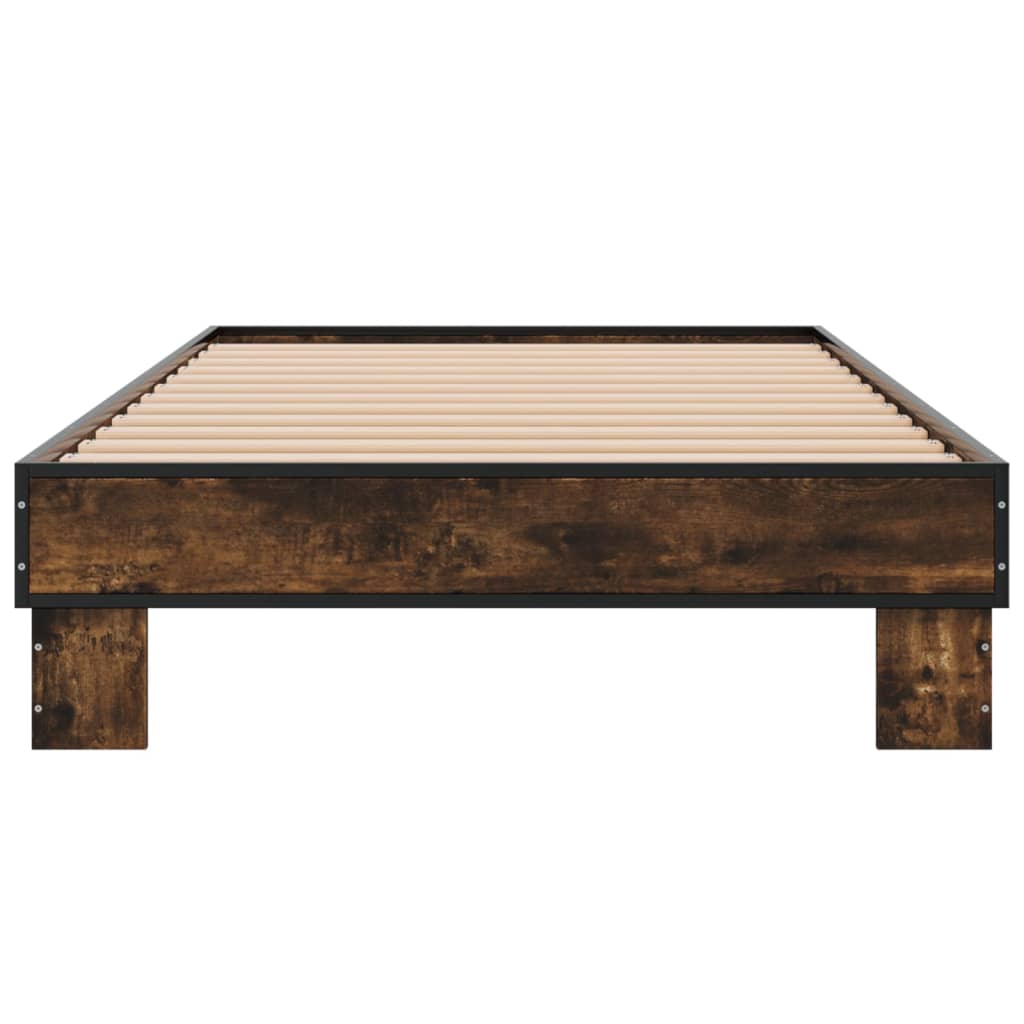 Bed frame without mattress smoked oak 100x200 cm