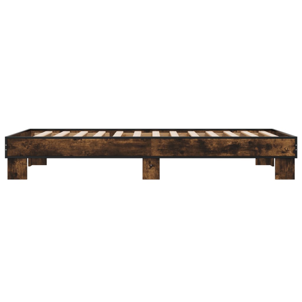 Bed frame without mattress smoked oak 100x200 cm