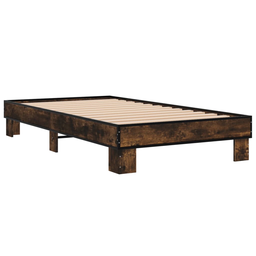 Bed frame without mattress smoked oak 100x200 cm