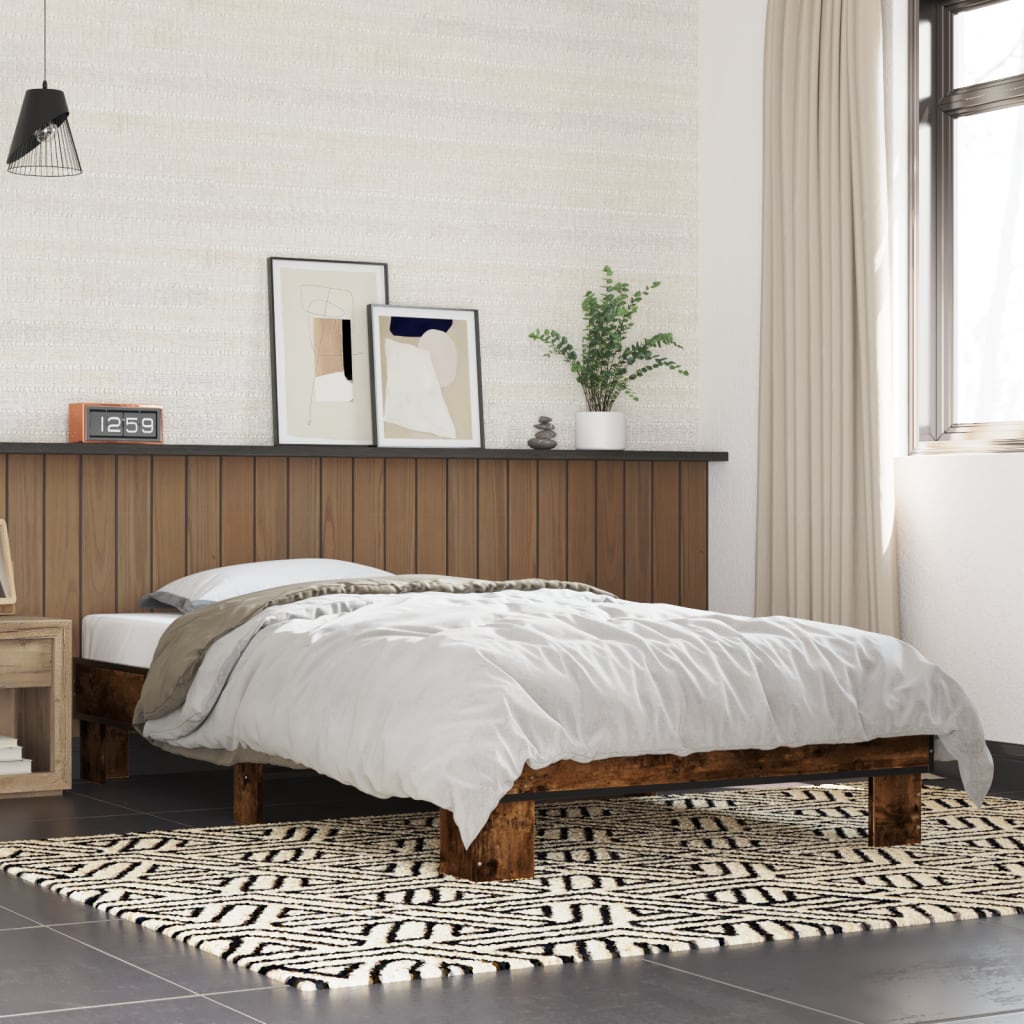 Bed frame without mattress smoked oak 100x200 cm