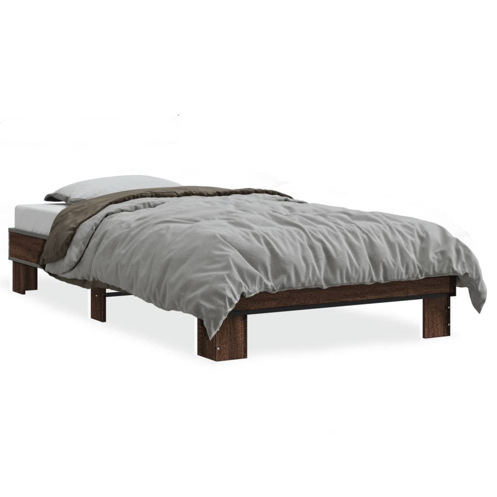 Bed frame without mattress brown oak 100x200 cm