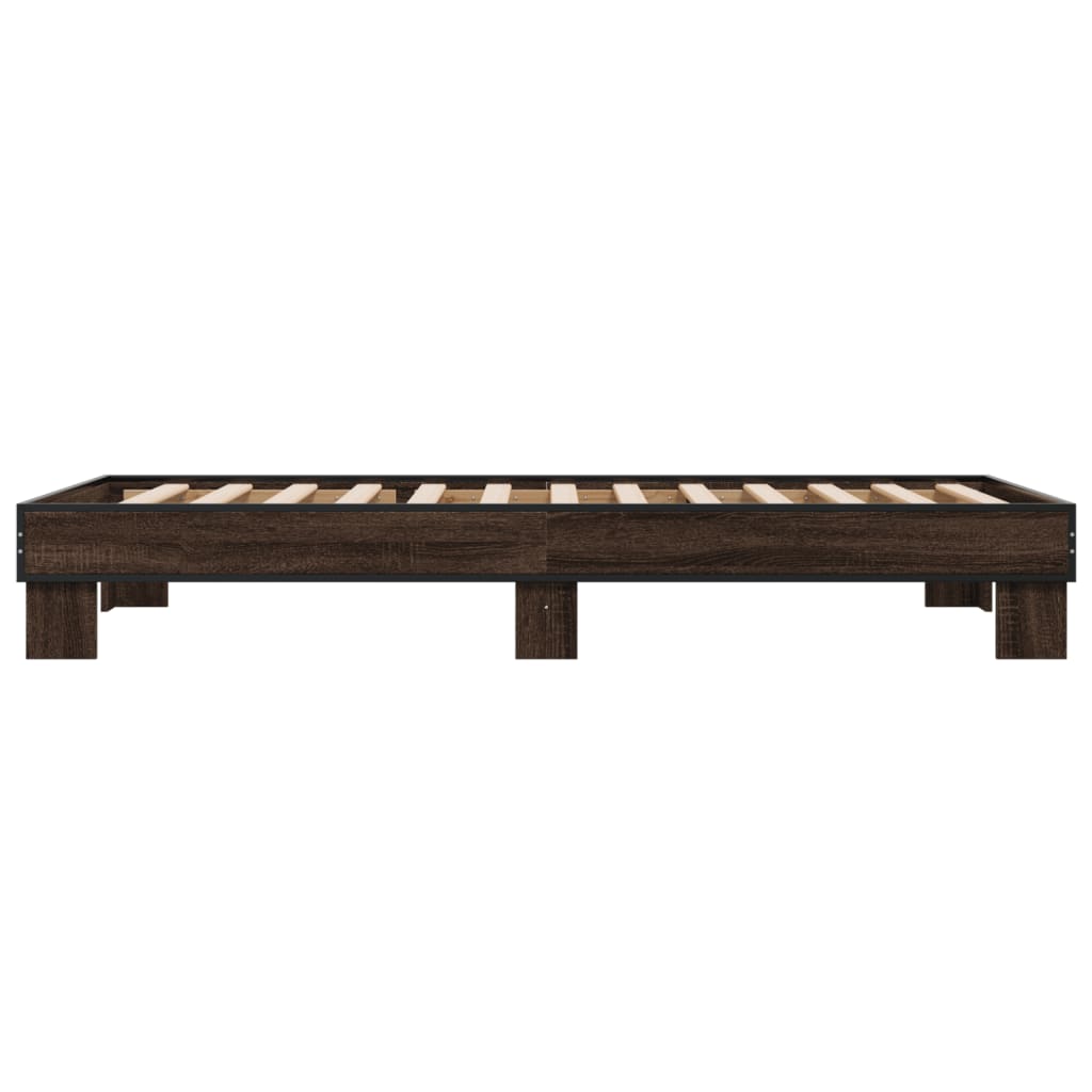 Bed frame without mattress brown oak 100x200 cm