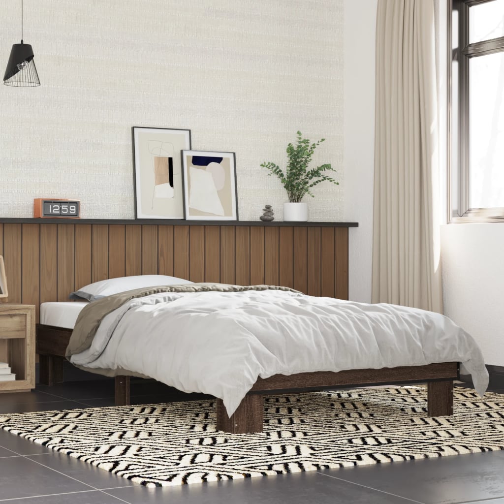 Bed frame without mattress brown oak 100x200 cm