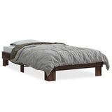 Bed frame without mattress brown oak 75x190 cm