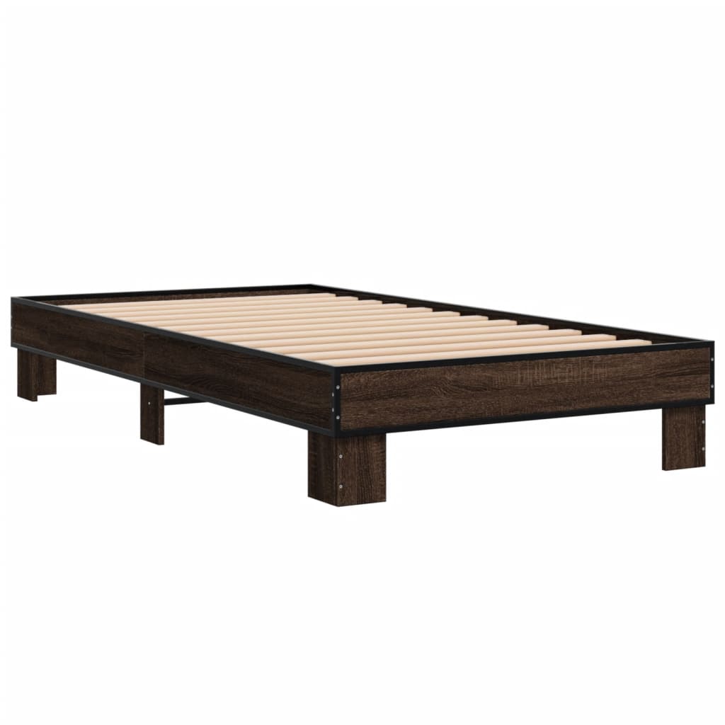 Bed frame without mattress brown oak 75x190 cm