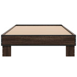 Bed frame without mattress brown oak 75x190 cm