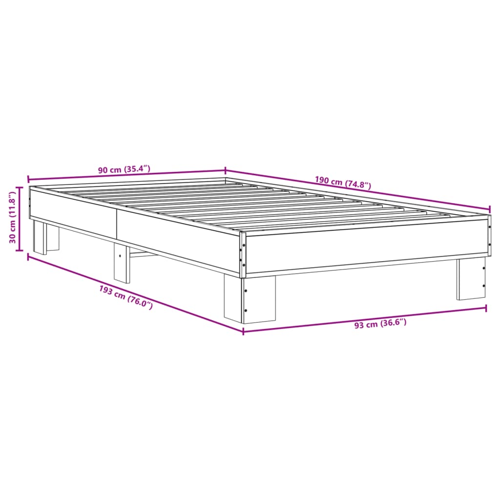 Cadre de lit sans matelas noir 90x190 cm