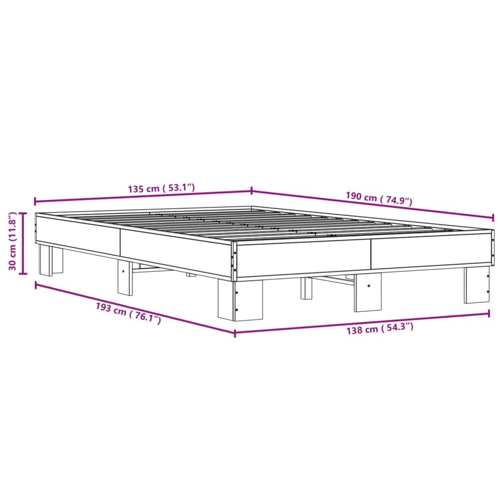 Bettgestell ohne Matratze Sonoma-Eiche 135x190 cm