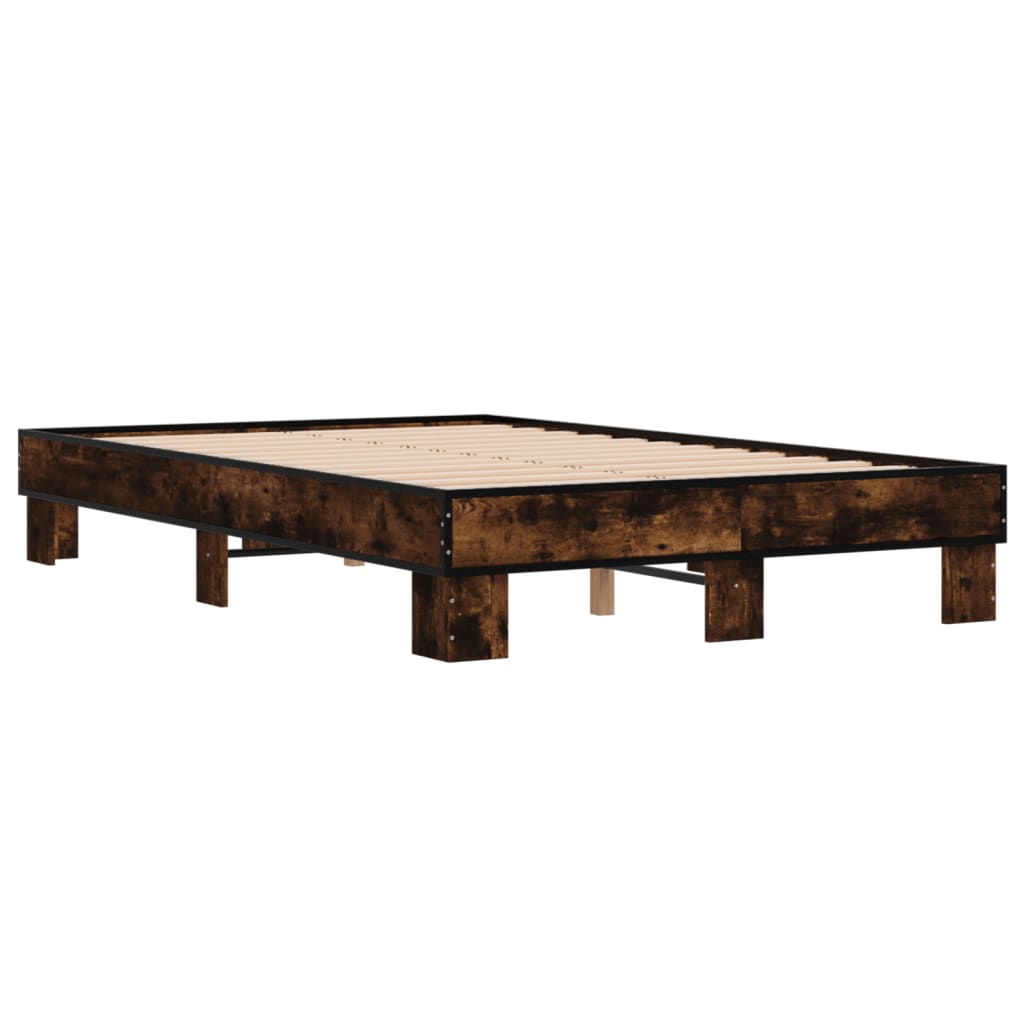 Bed frame without mattress smoked oak 140x190 cm