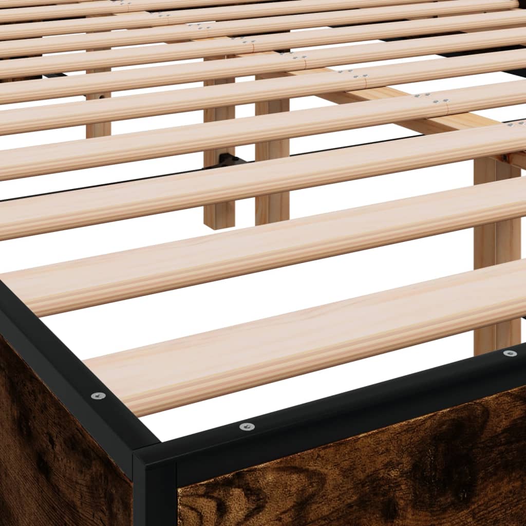 Bed frame without mattress smoked oak 140x190 cm