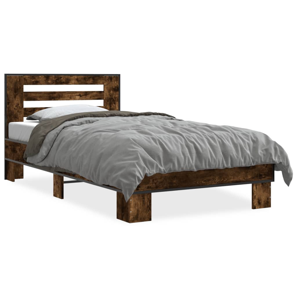 Cadre de lit sans matelas chêne fumé 90x190 cm