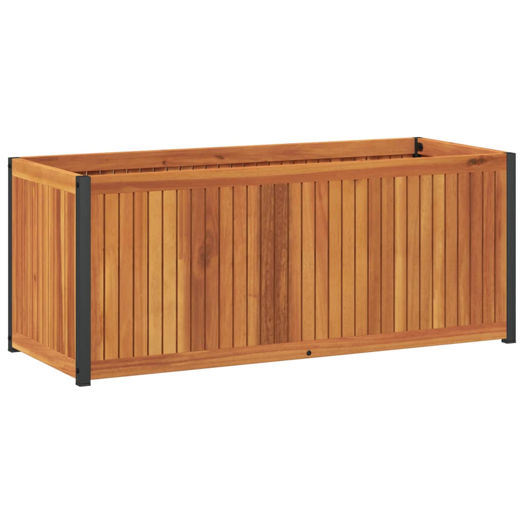 Jardinière 110x45x44 cm bois massif d'acacia et acier