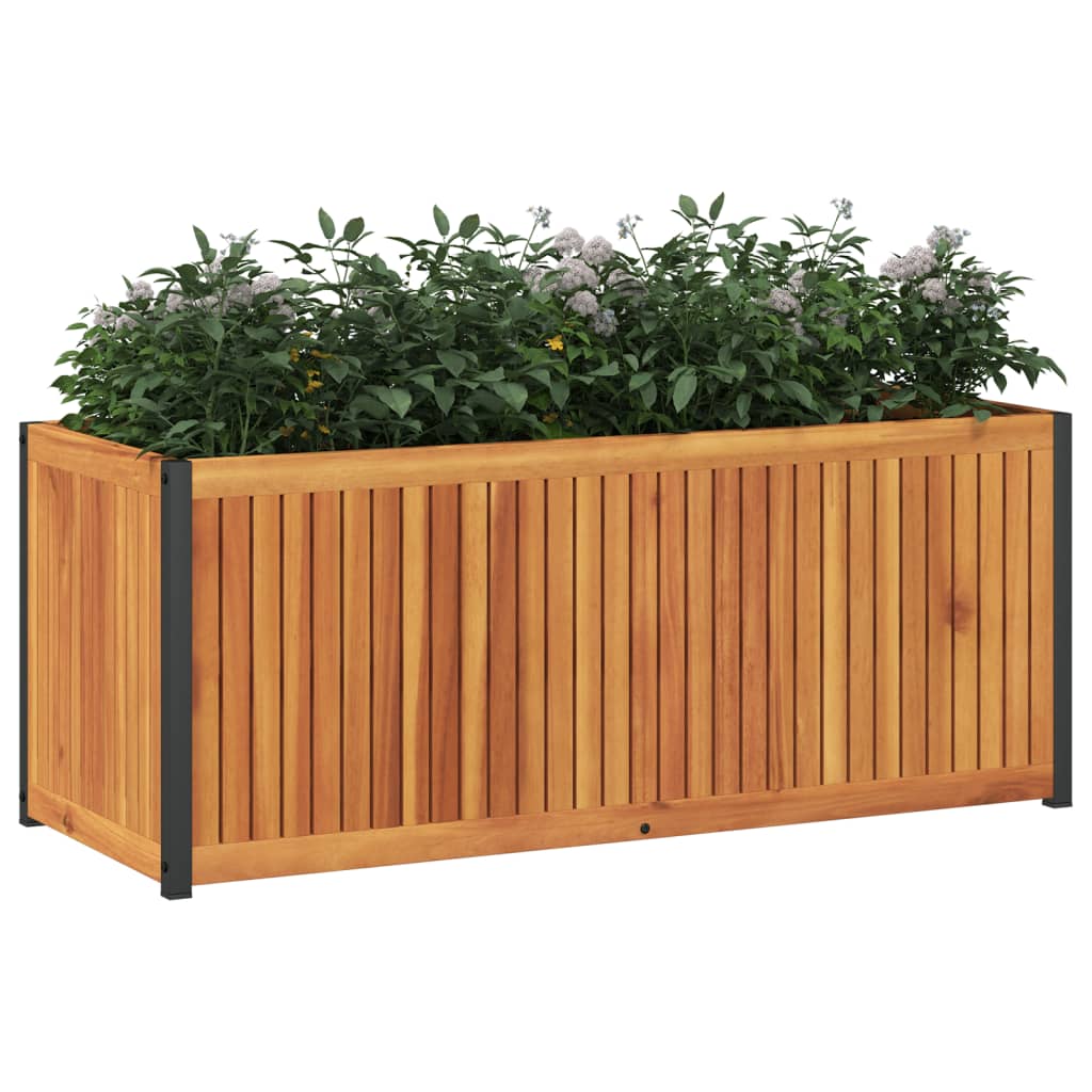 Jardinière 110x45x44 cm bois massif d'acacia et acier