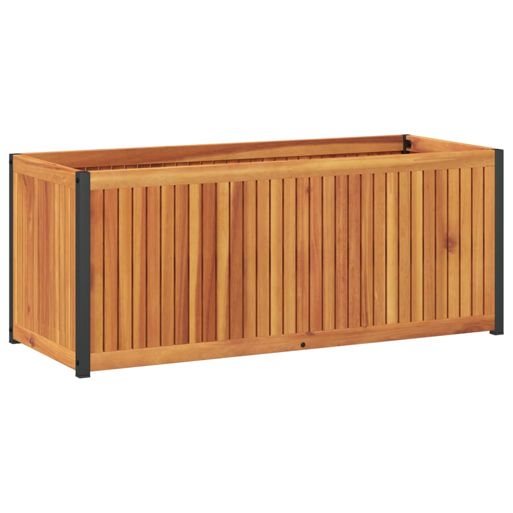 Jardinière 110x45x44 cm bois massif d'acacia et acier