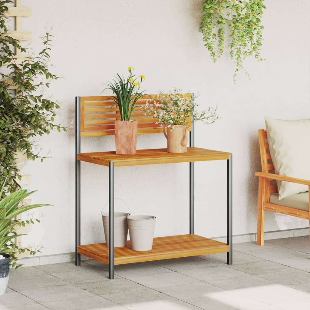 Table de travail de jardin bois d'acacia solide et acier