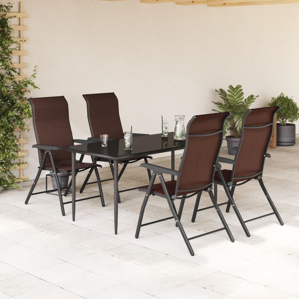 Chaises pliables de jardin lot de 4 marron résine tressée