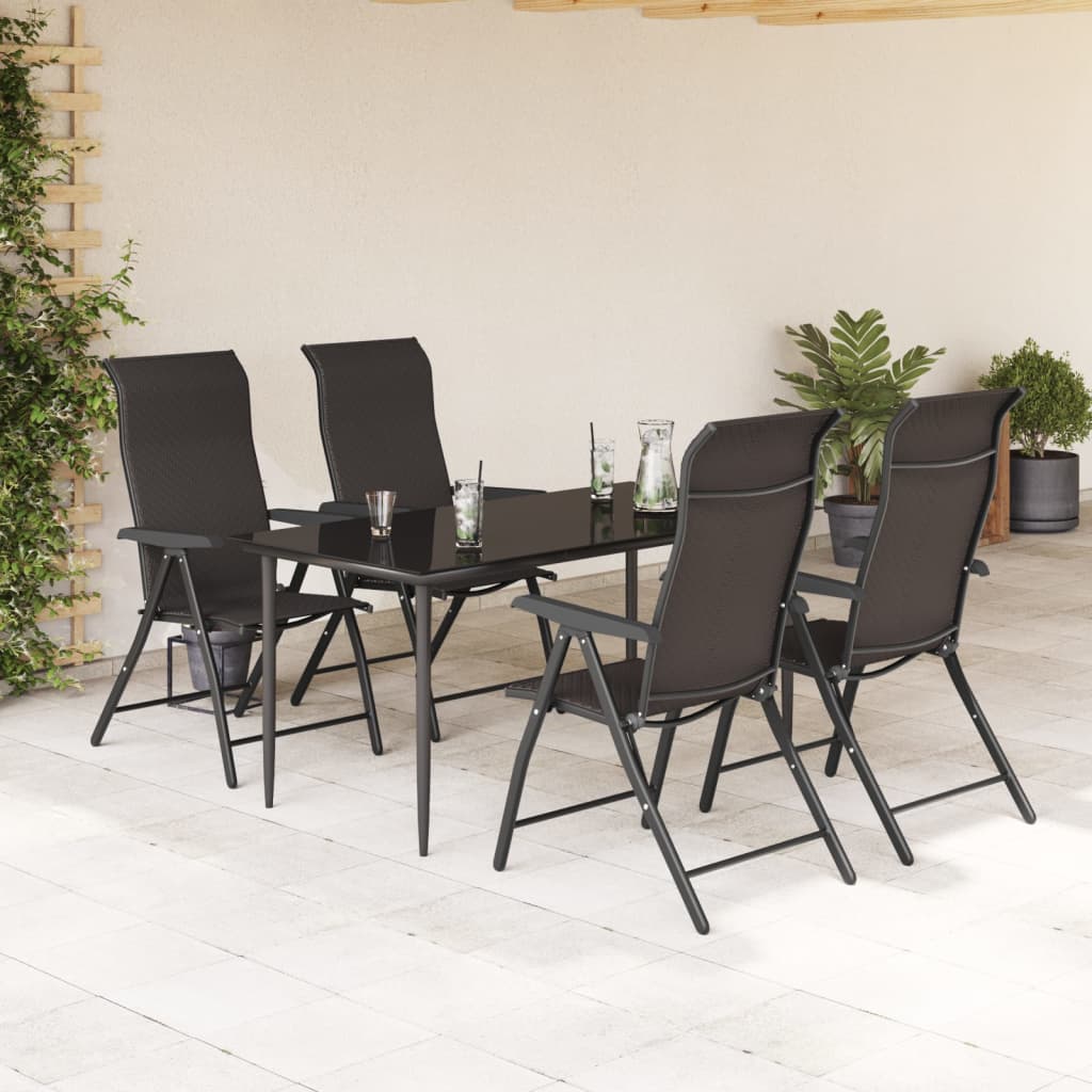 Chaises pliables de jardin lot de 4 café noir résine tressée