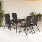 Chaises pliables de jardin lot de 4 café noir résine tressée