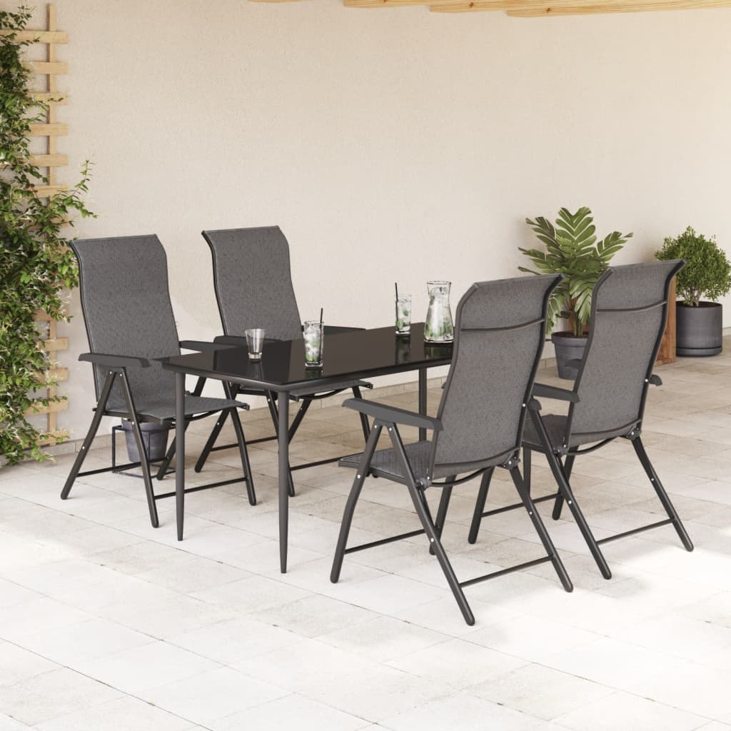 Chaises pliables de jardin lot de 4 gris résine tressée