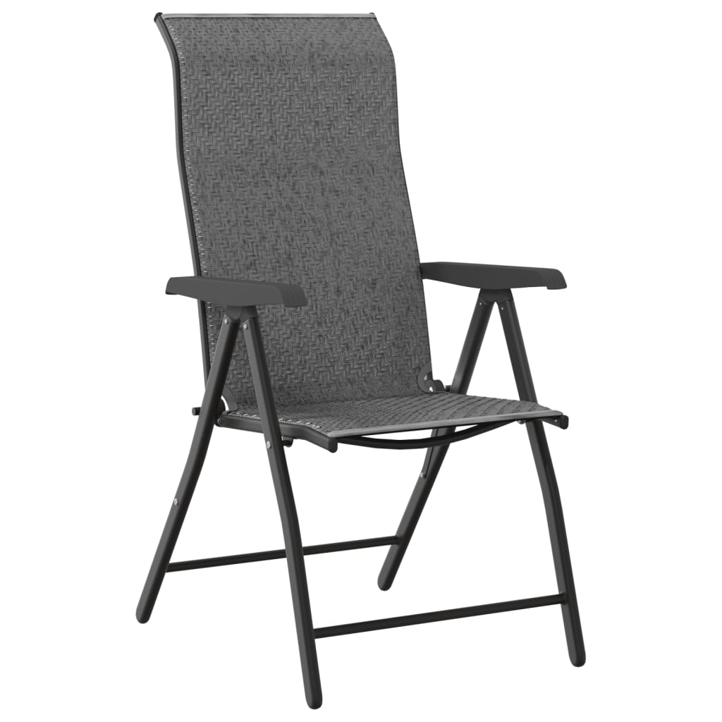 Chaises pliables de jardin lot de 4 gris résine tressée