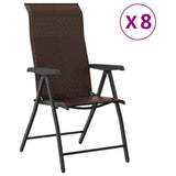 Chaises pliables de jardin lot de 8 marron résine tressée