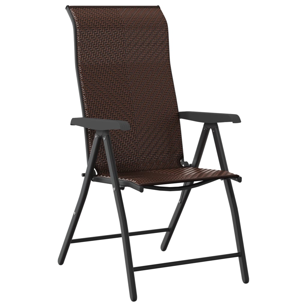 Chaises pliables de jardin lot de 8 marron résine tressée