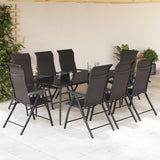 Chaises pliables de jardin lot de 8 café noir résine tressée