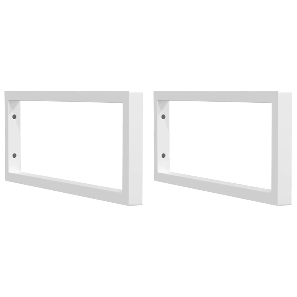 Supports d'étagères pour lavabo 2 pcs blanc rectangulaire acier