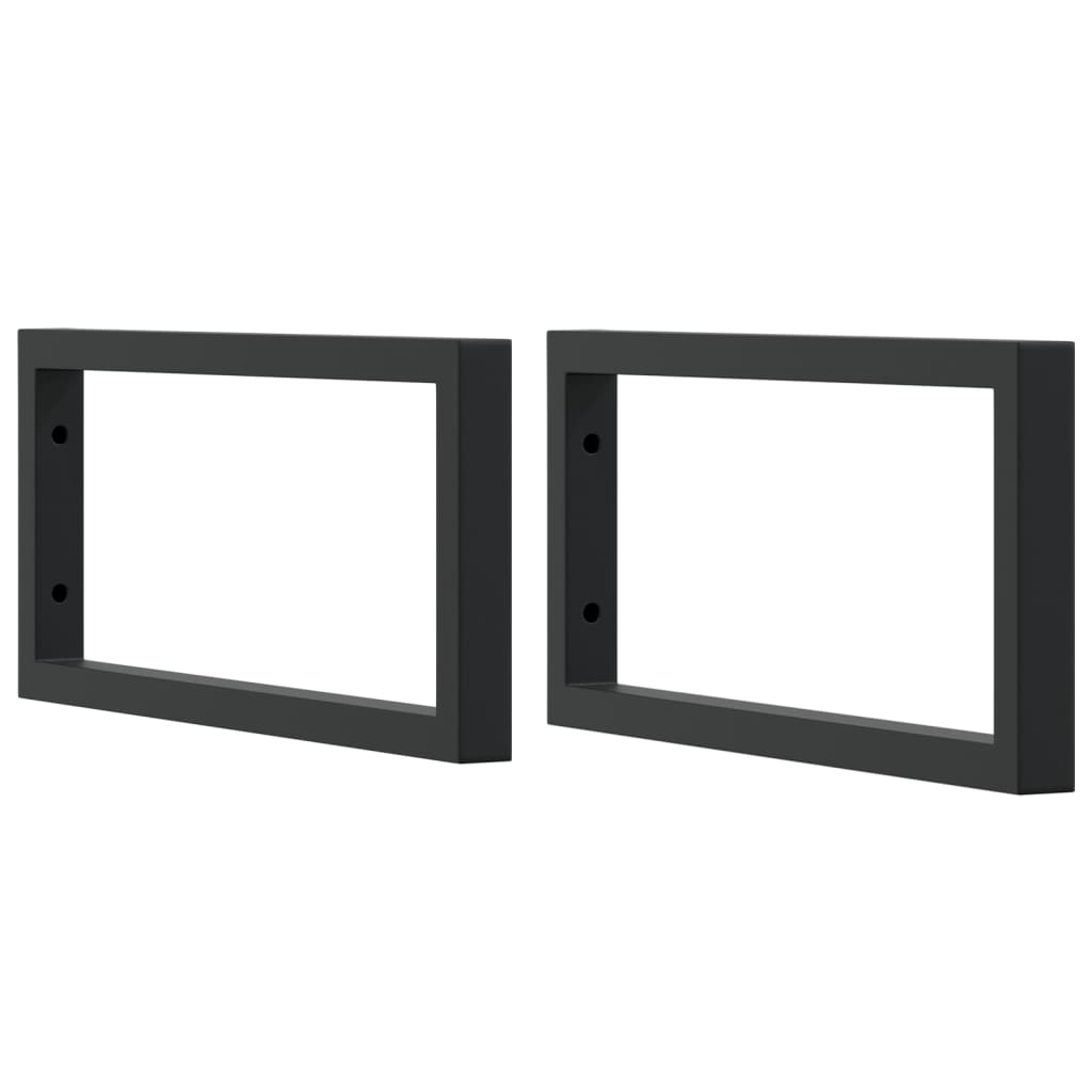 Supports d'étagères pour lavabo 2 pcs noir rectangulaire acier