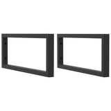 Supports d'étagères pour lavabo 2 pcs noir rectangulaire acier