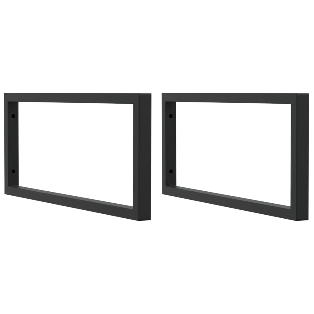 Supports d'étagères pour lavabo 2 pcs noir rectangulaire acier