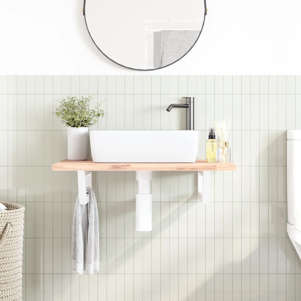 Supports d'étagères pour lavabo 2 pcs blanc trapèze acier