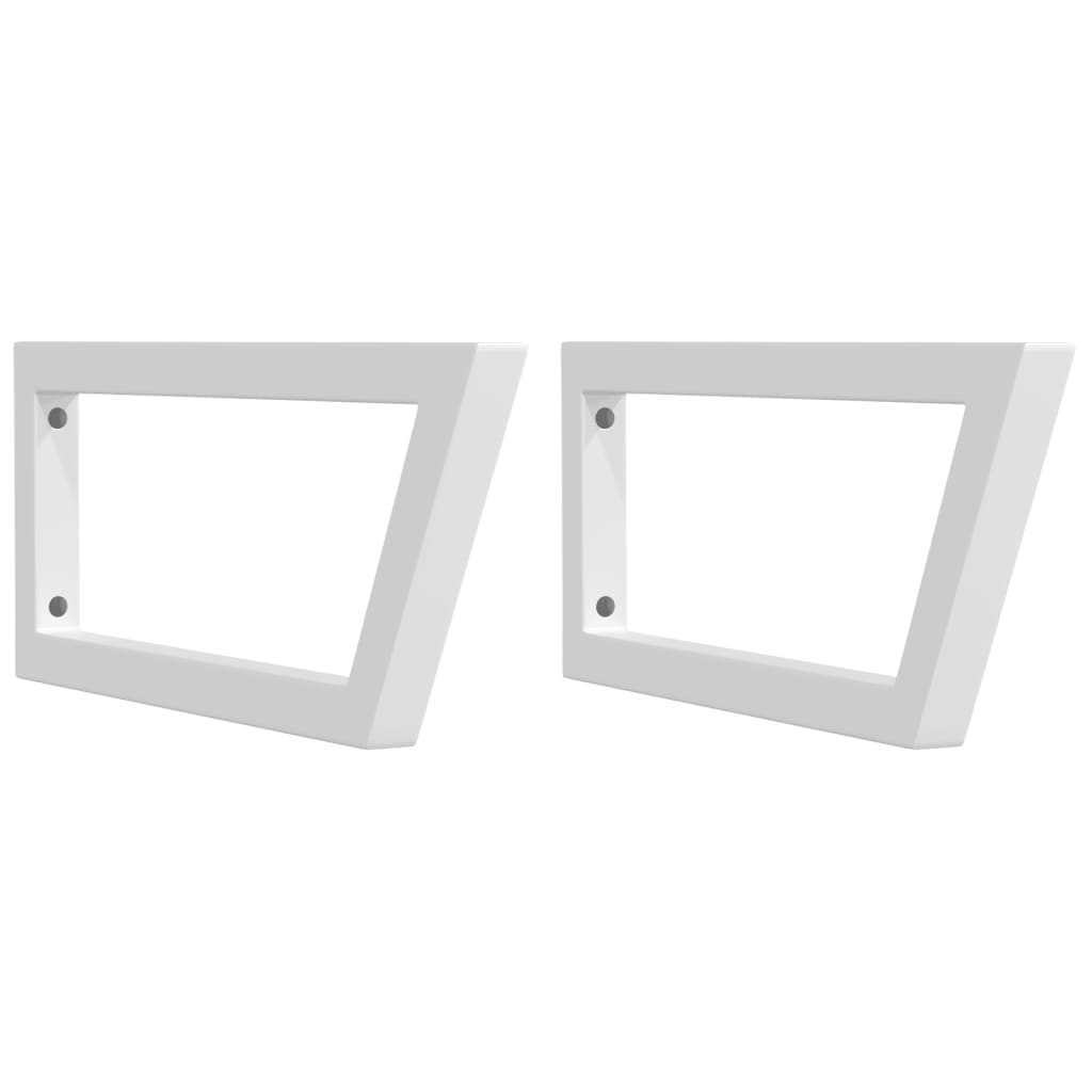 Supports d'étagères pour lavabo 2 pcs blanc trapèze acier