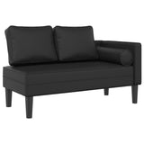 Chaise longue avec coussins noir similicuir