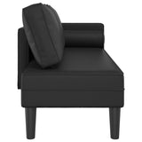 Chaise longue avec coussins noir similicuir