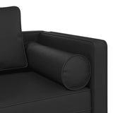 Chaise longue avec coussins noir similicuir