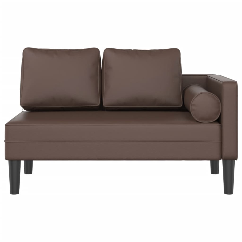 Chaise longue avec coussins marron similicuir